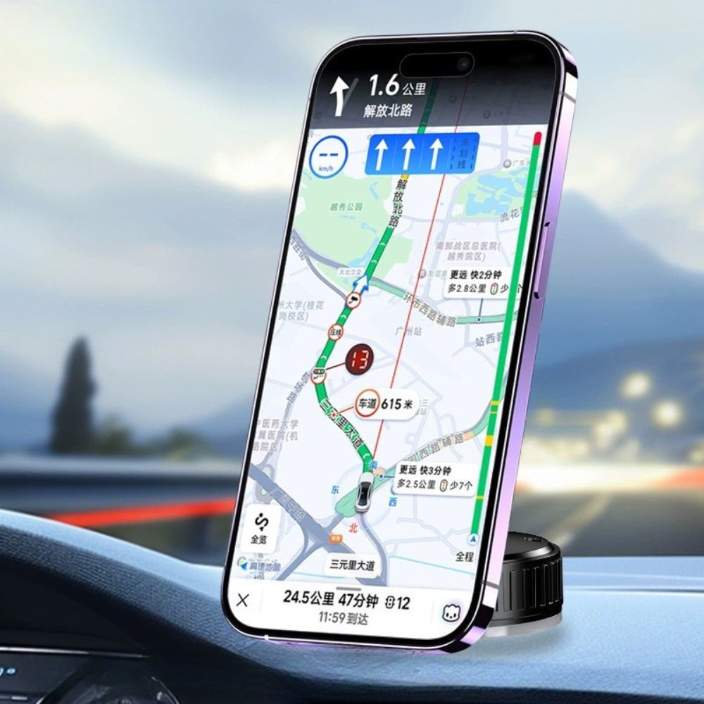 Suction Cup Phone Mount with 360° Rotation Adjustable Angles and Rotate to Lock Feature (Black)