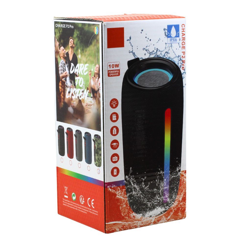 Bluetooth Speaker with RGB LED Light - Hi-Fi Sound Bluetooth Device (Black)