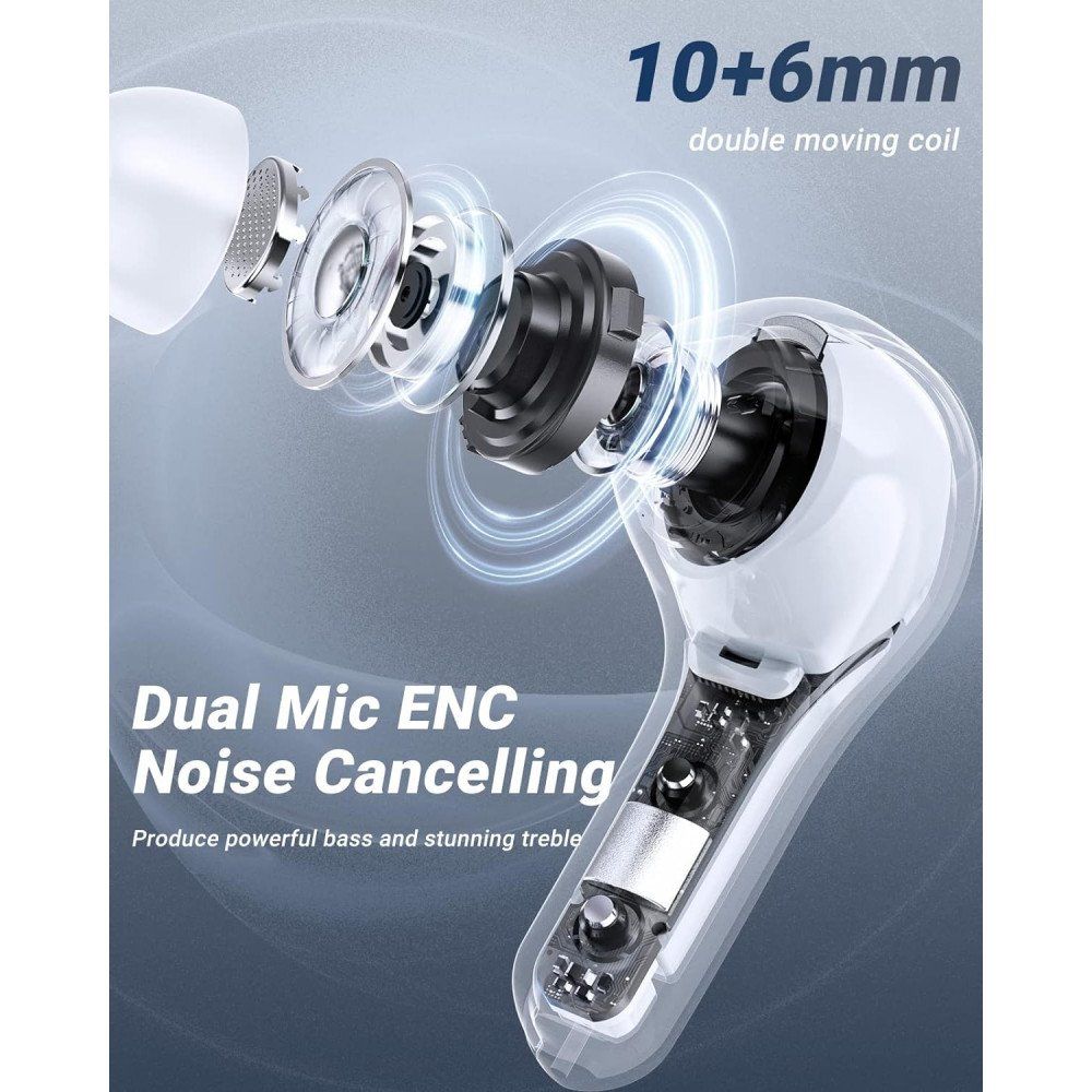 Transparent In-Ear TWS Headphones Sound Bluetooth Device (White)