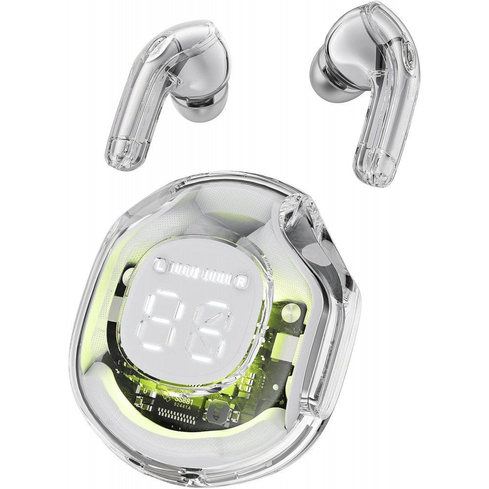 Transparent In-Ear TWS Headphones Sound  for Universal Cell Phone And Bluetooth Device (White)