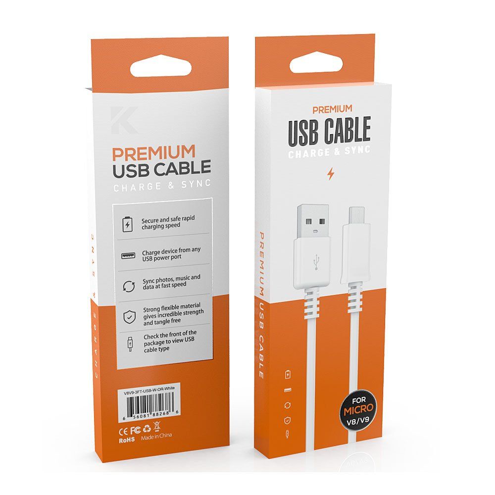 USB Cable with Premium Package 3FT (White)