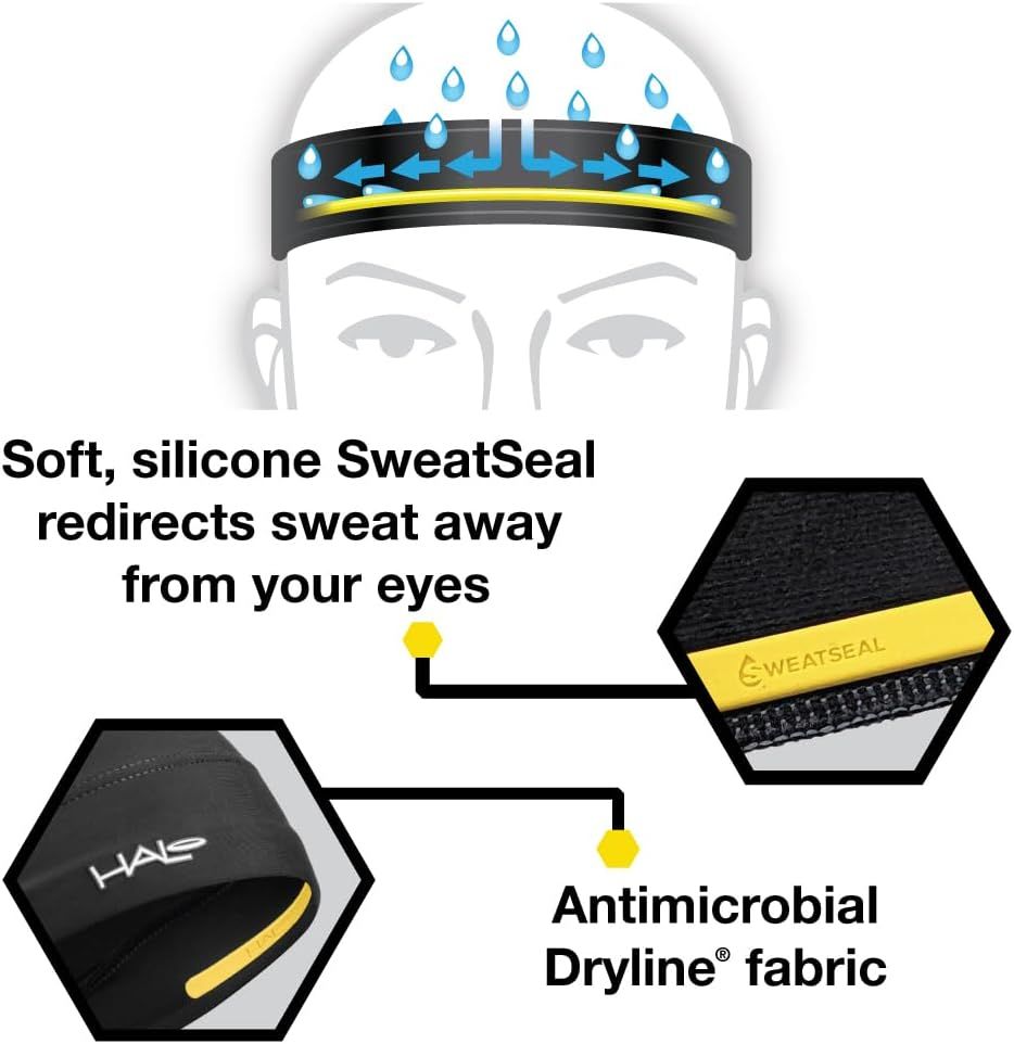 Halo Headband Sweatband Slim, 1" Pullover Hairband Storm