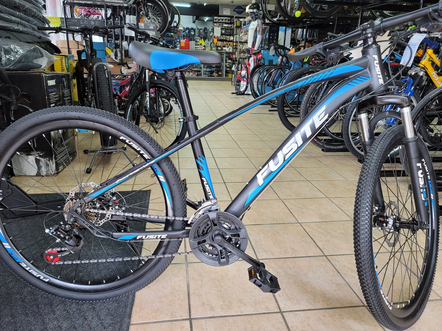 Fusite Wheel 26'' 3x7 speed Mechanic Disc Brake Blue Color