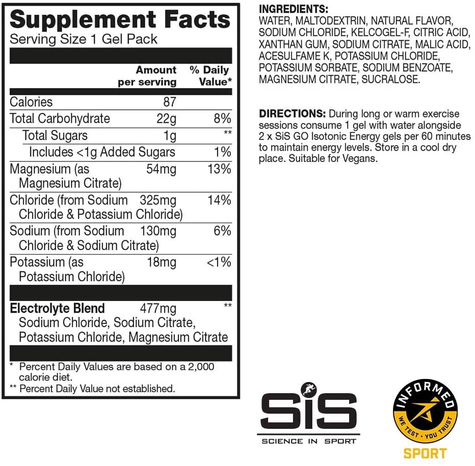 SIS Science in Sport Nutrition GO Energy + Electrolyte Gel - Strawberry, 2.0 fl -60ml