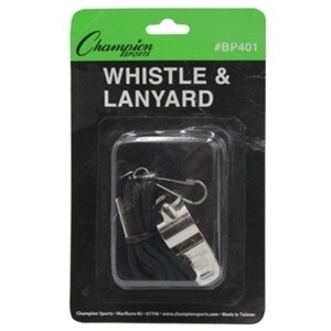 Champion Sports Metal Whistle &amp; Lanyard