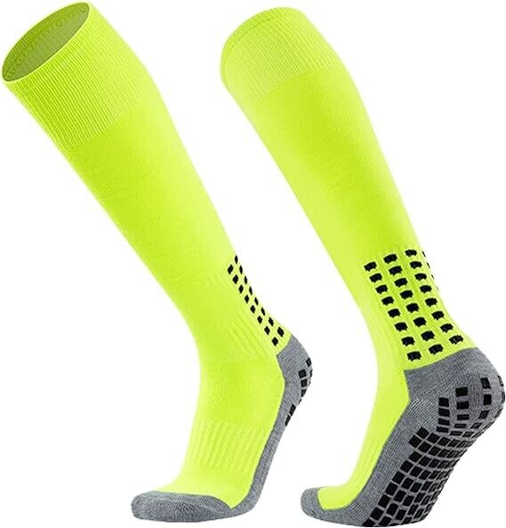KN Soccer Sock with Grip, Non-Slip Knee High  6-11 (1-pair) Neon Green