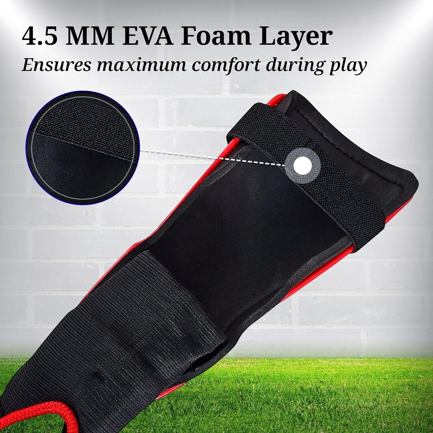 Vizari Matera Soccer Shin Guards | Lightweight &amp; Durable PP Shell | Detachable Ankle Protection Red Black