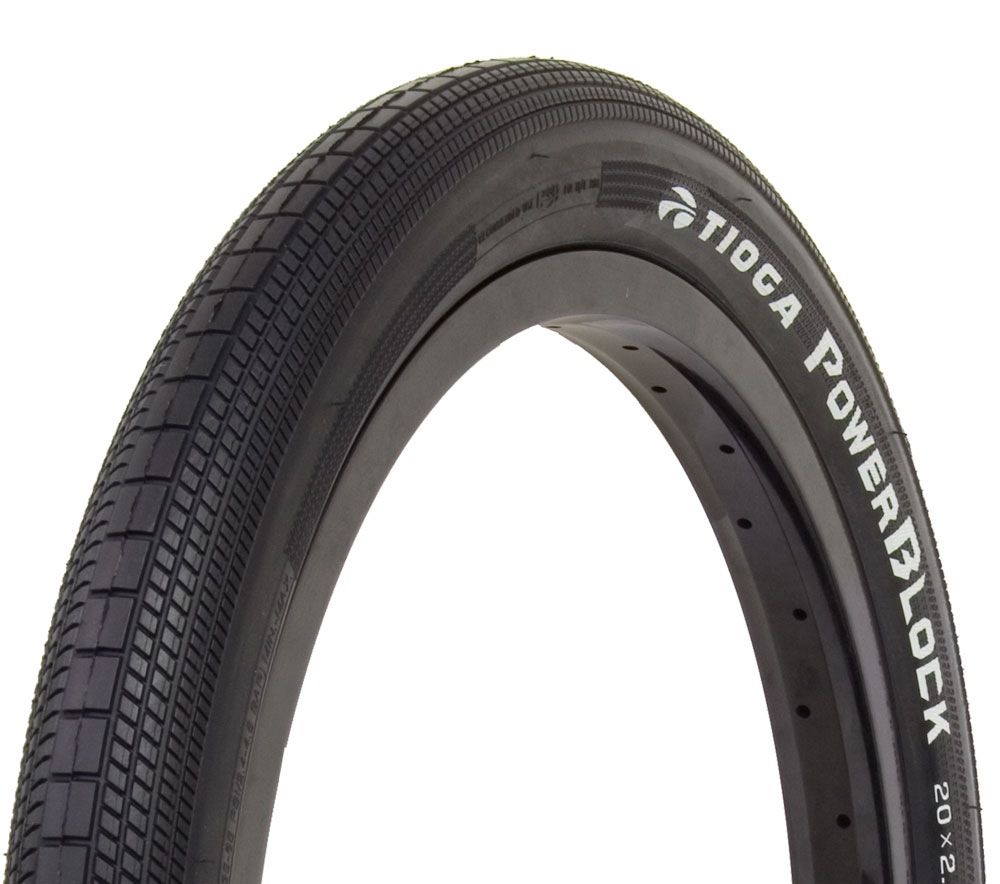 Tioga BMX PowerBlock Tire - 20 x 1.95, Clincher, Wire, Black, 60tpi