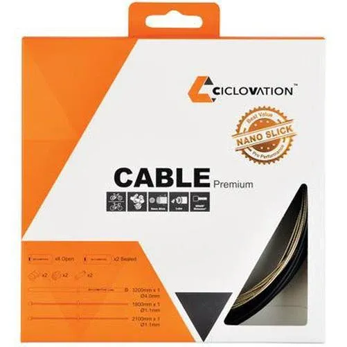 CICLOVATION Premium Bike Shifter Cable Kit Front: 1800 mm Rear: 2100 mm Black
