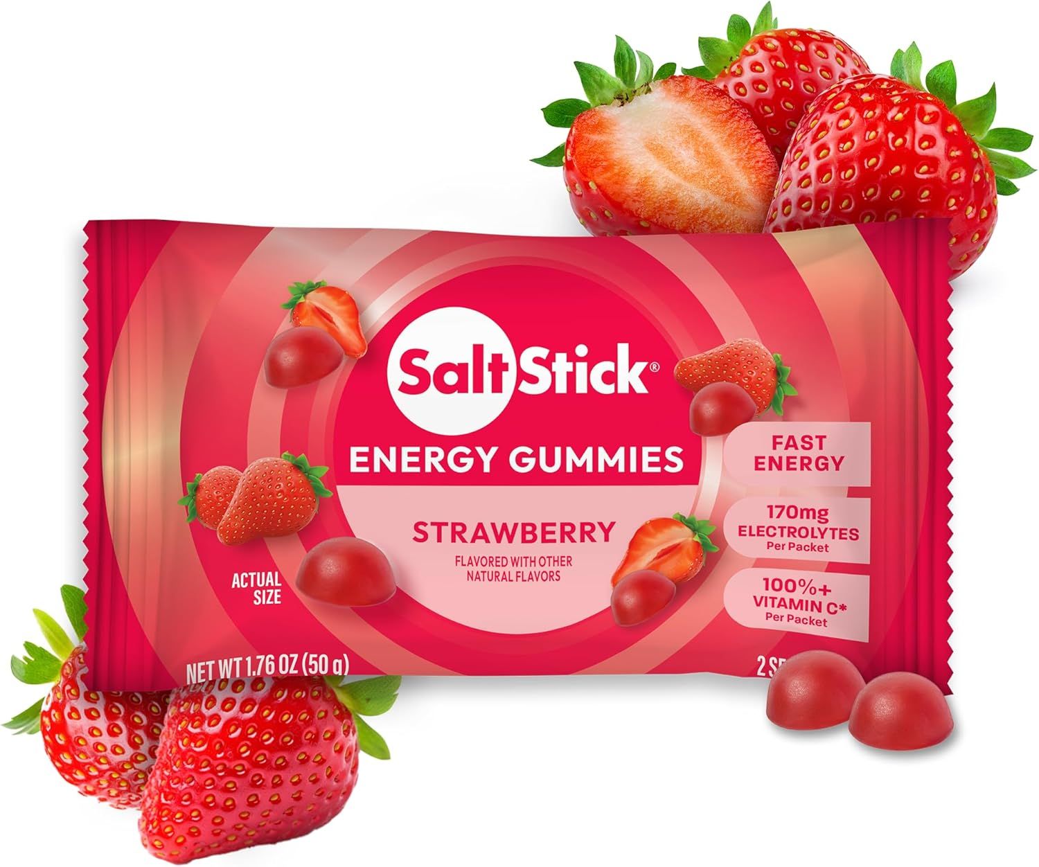 SaltStick Energy Gummies with Electrolytes Strawberry Flavor, 50g