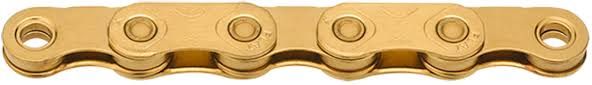 KMC X FLAT TiN Gold Waxed 12/13-speed Flattop Chain