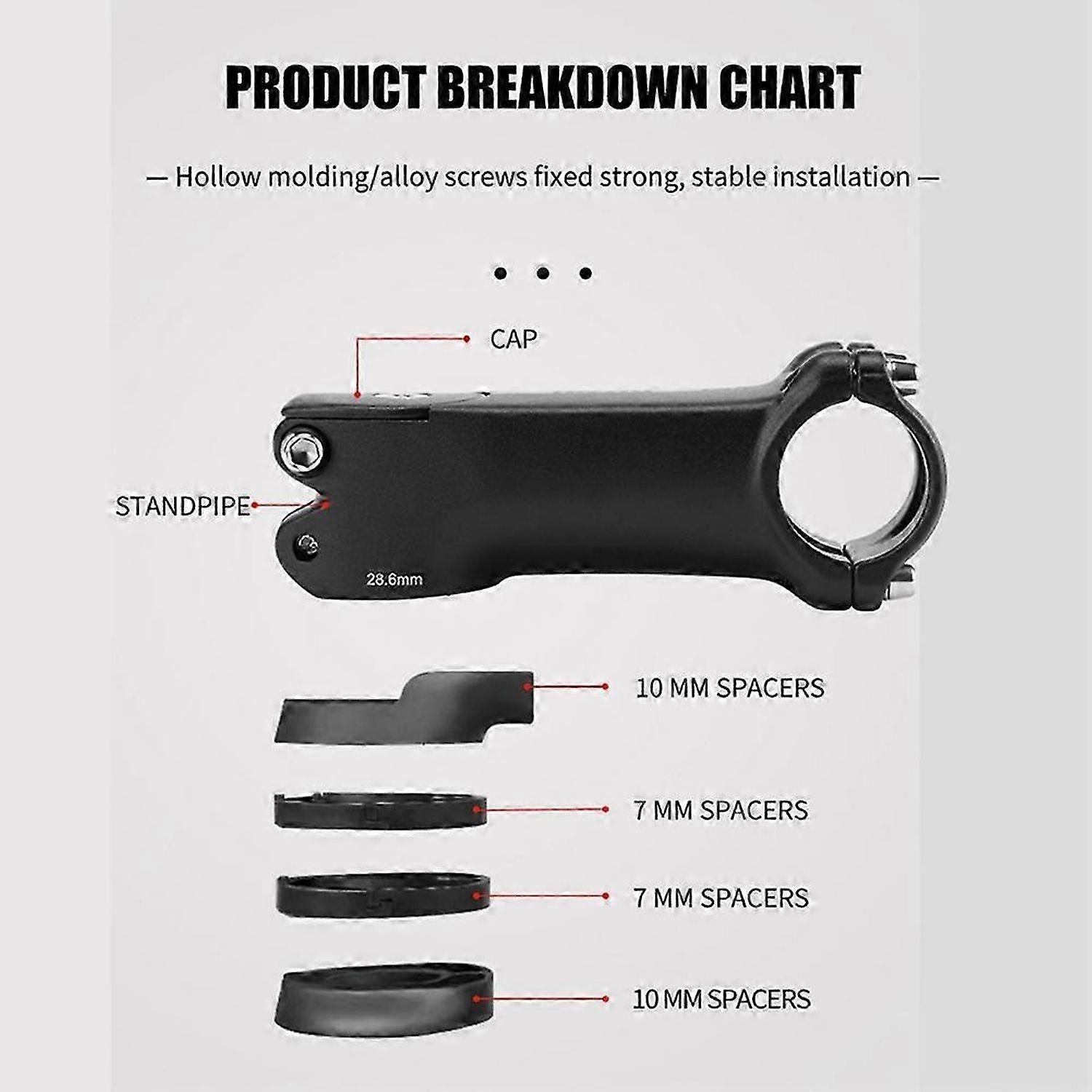 GITNU Stem 70,80,90mm, 31.8 Clamp,  1 1/8" Internal Wiring
