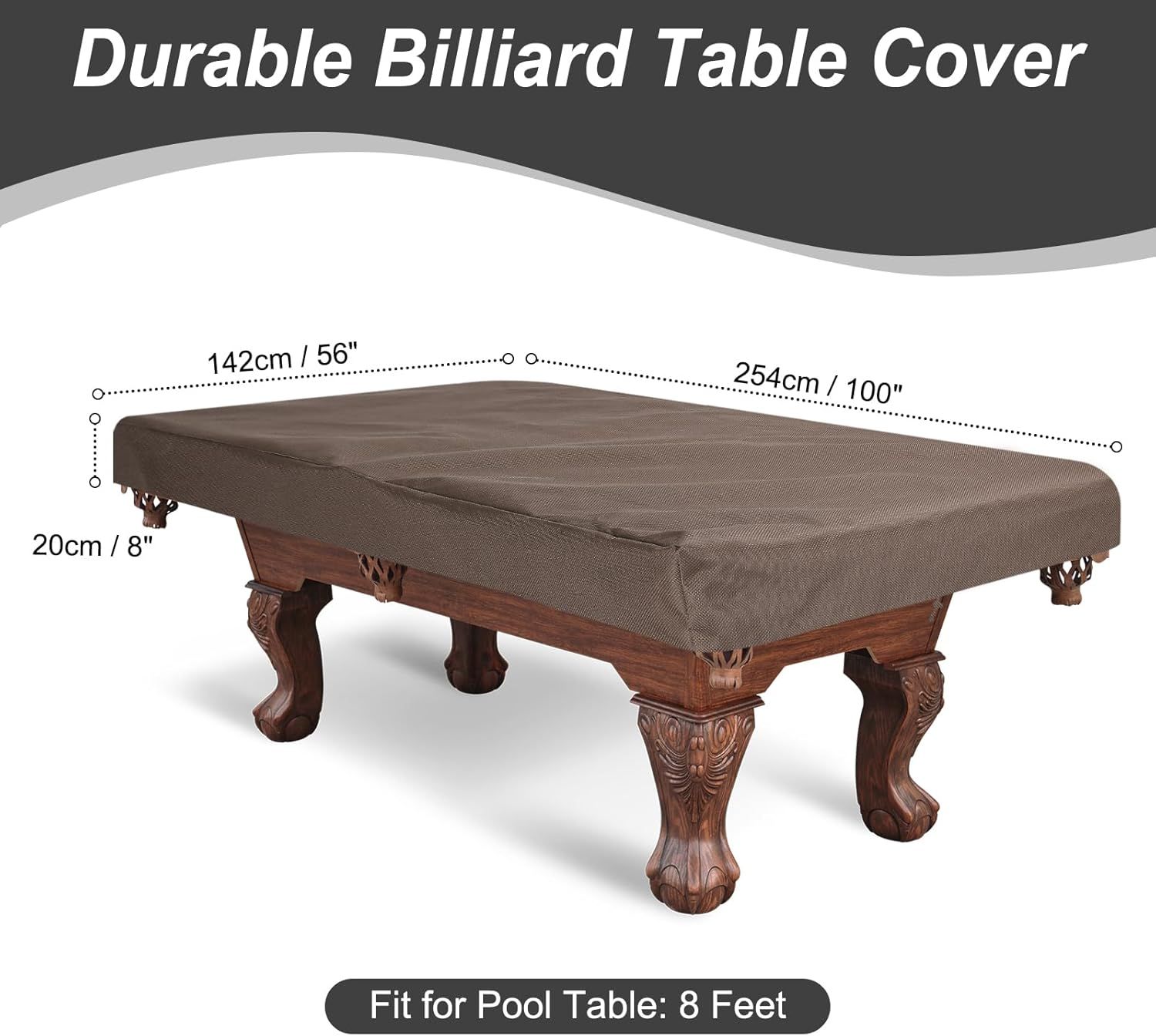 Heavy Duty 8"D x 91"W x 51"H Billiard Pool Table Cover