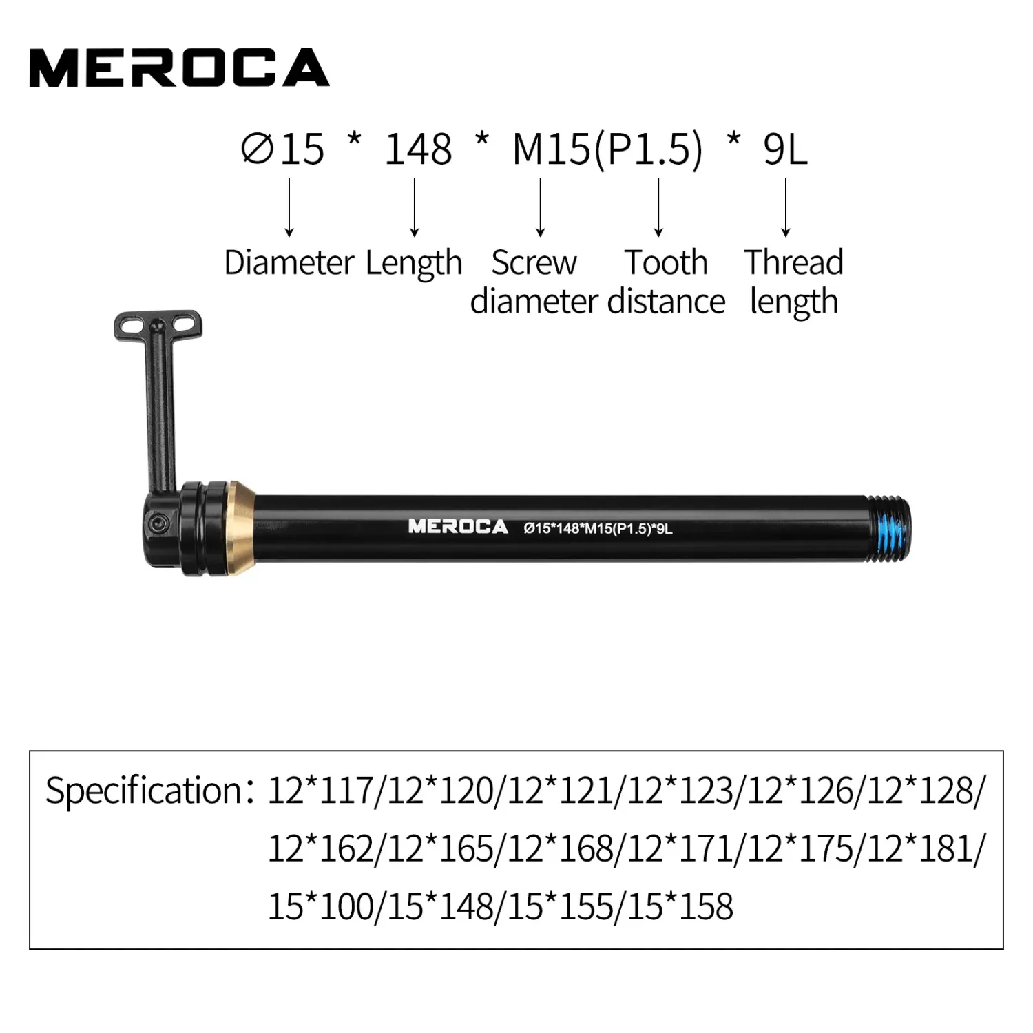 Meroca Hidden Bike Thru Axle 12/15mm