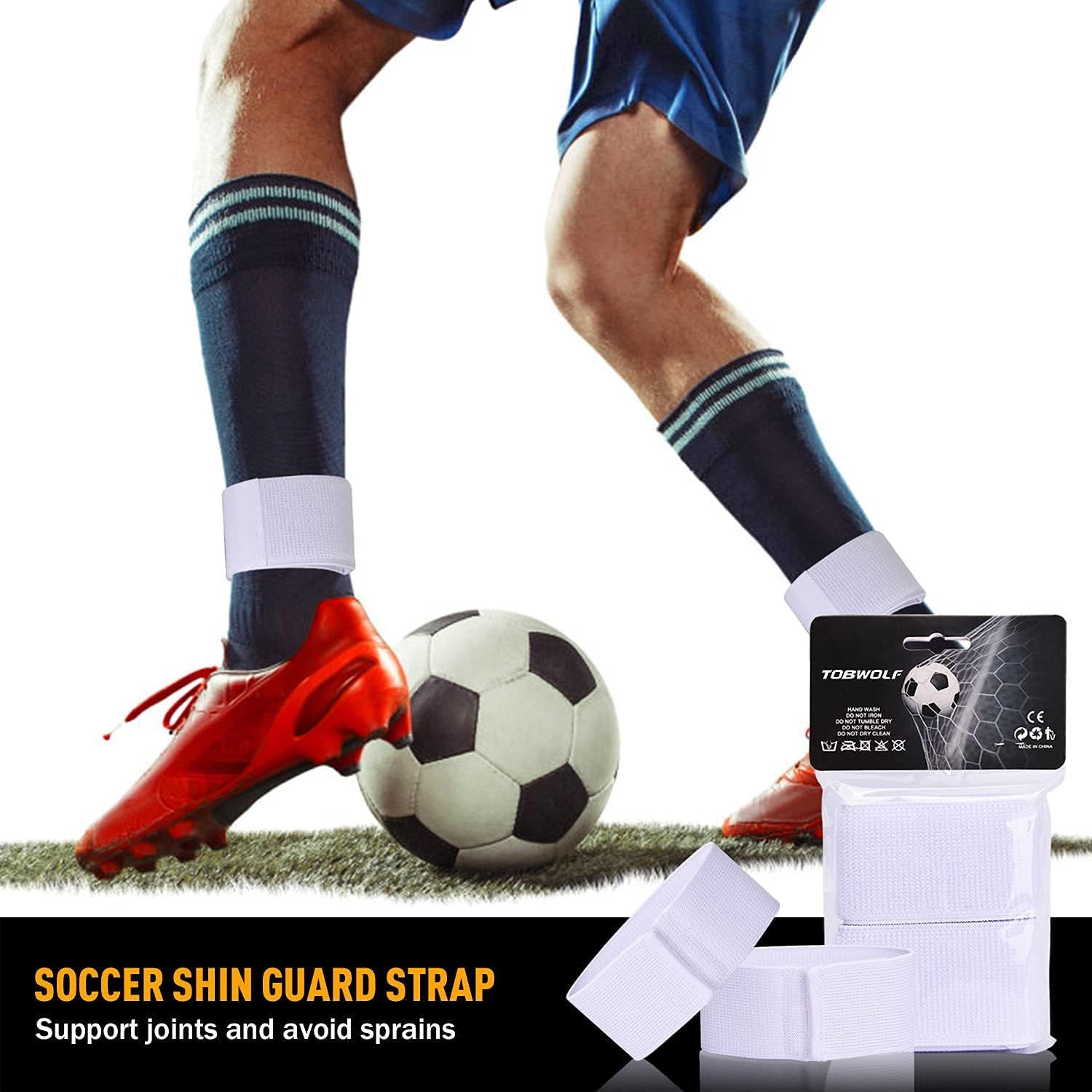 KN Soccer Shin Guard Strap, Anti Slip Sports White