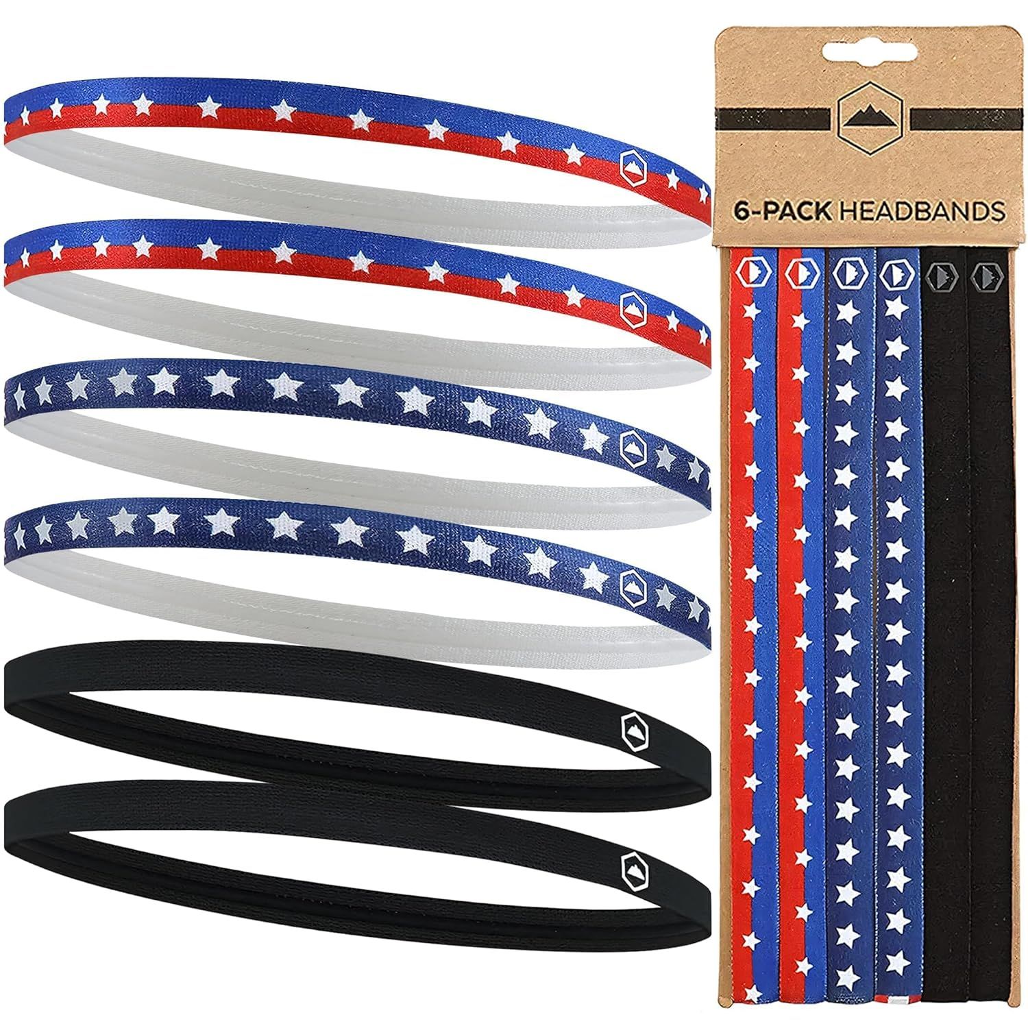 6 Pieces Elastic Sports Headbands Patriotic