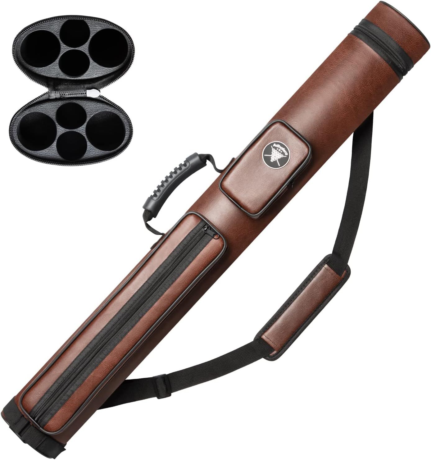Billiards Pool Cue Case, 2 X 2 Hard Pool , Made of Faux Leather