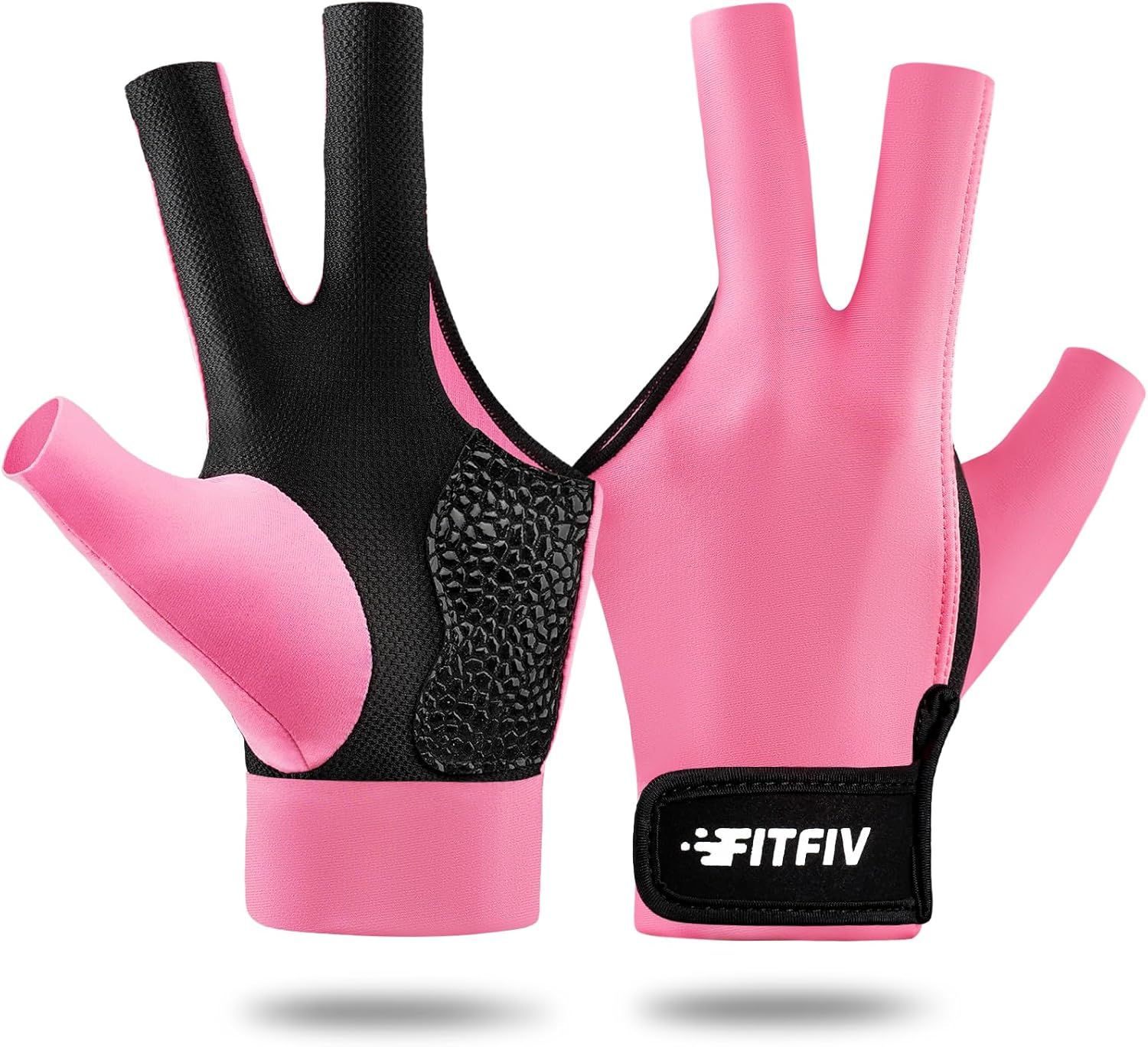 Billiard Pool Medium Glove for Left Hand 3 Finger, Men &amp; Women Pink