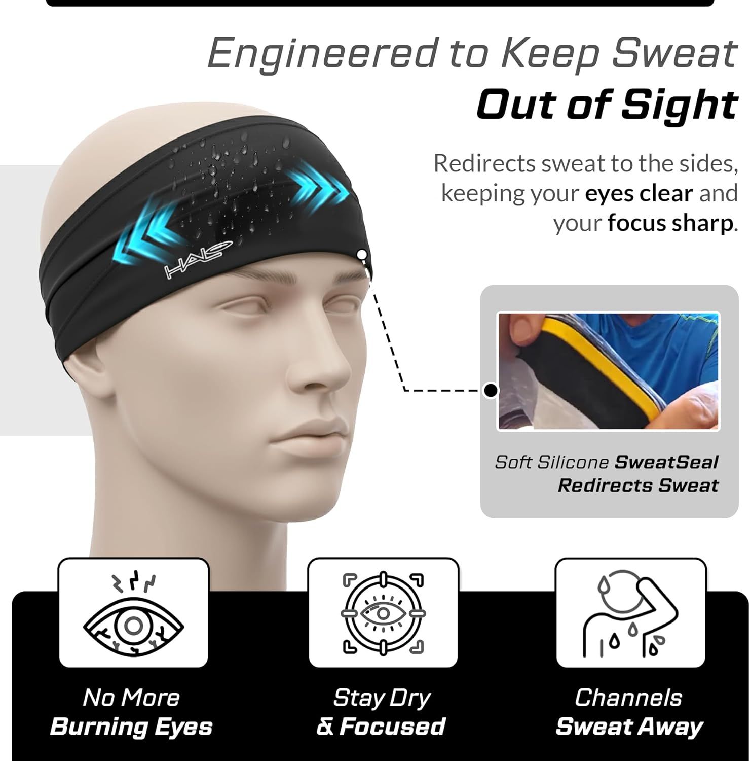 Halo Headband Bandit - 4" Wide Pullover Sweatband Running Headband Yellow