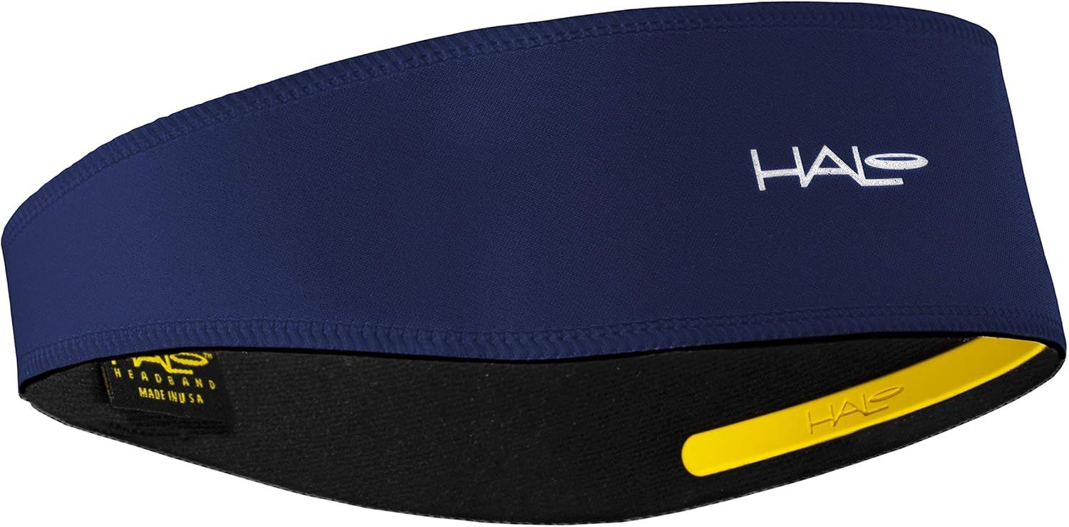Halo Headband Halo II, 2 inch Wide Sweatband Pullover Running Headband for Men and Women Navy Blue