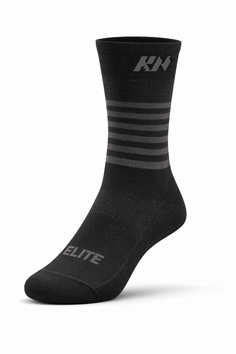 KN Sports Socks Black with Gray Lines