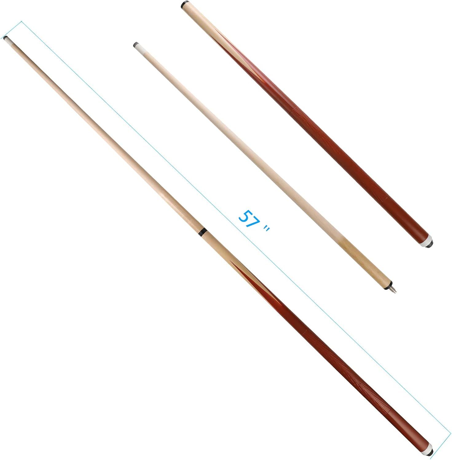 2-Pieces Pool Cue Stick with Coffee Color and 13mm Leather Tip Weight 20OZ 58"