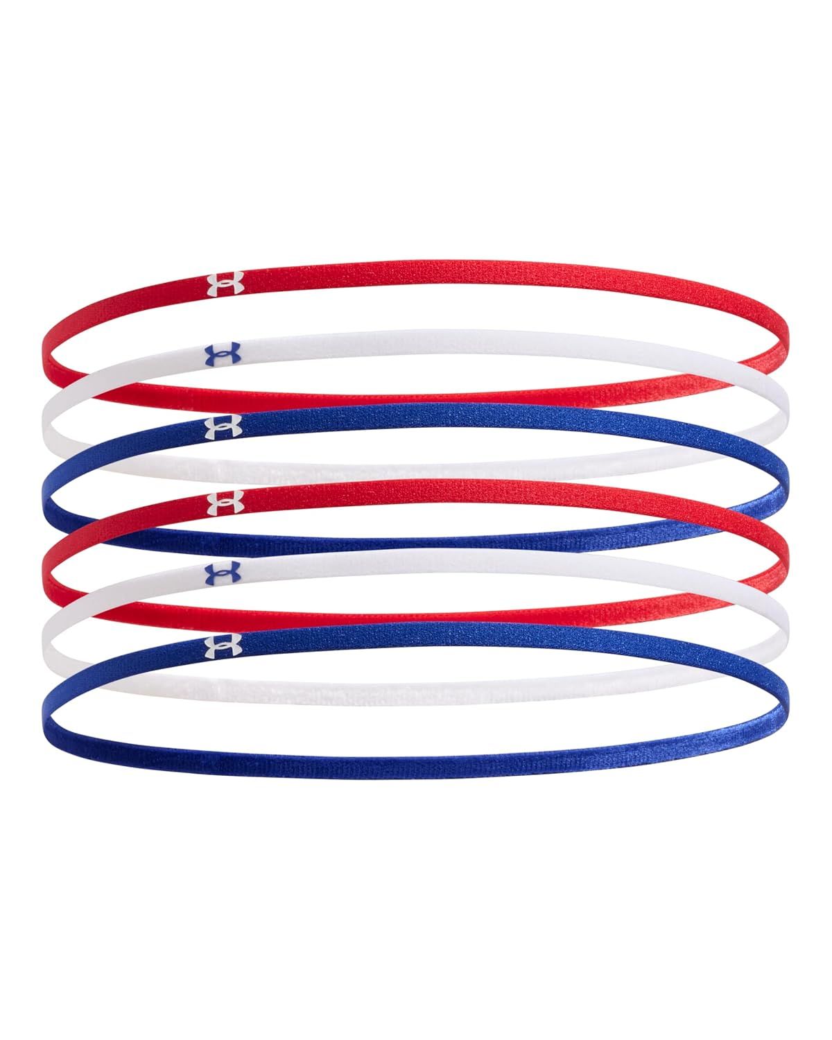 Under Armour Womens Mini Elastics 6 Pack, (600) Red / Blue/White, One Size Fits Most