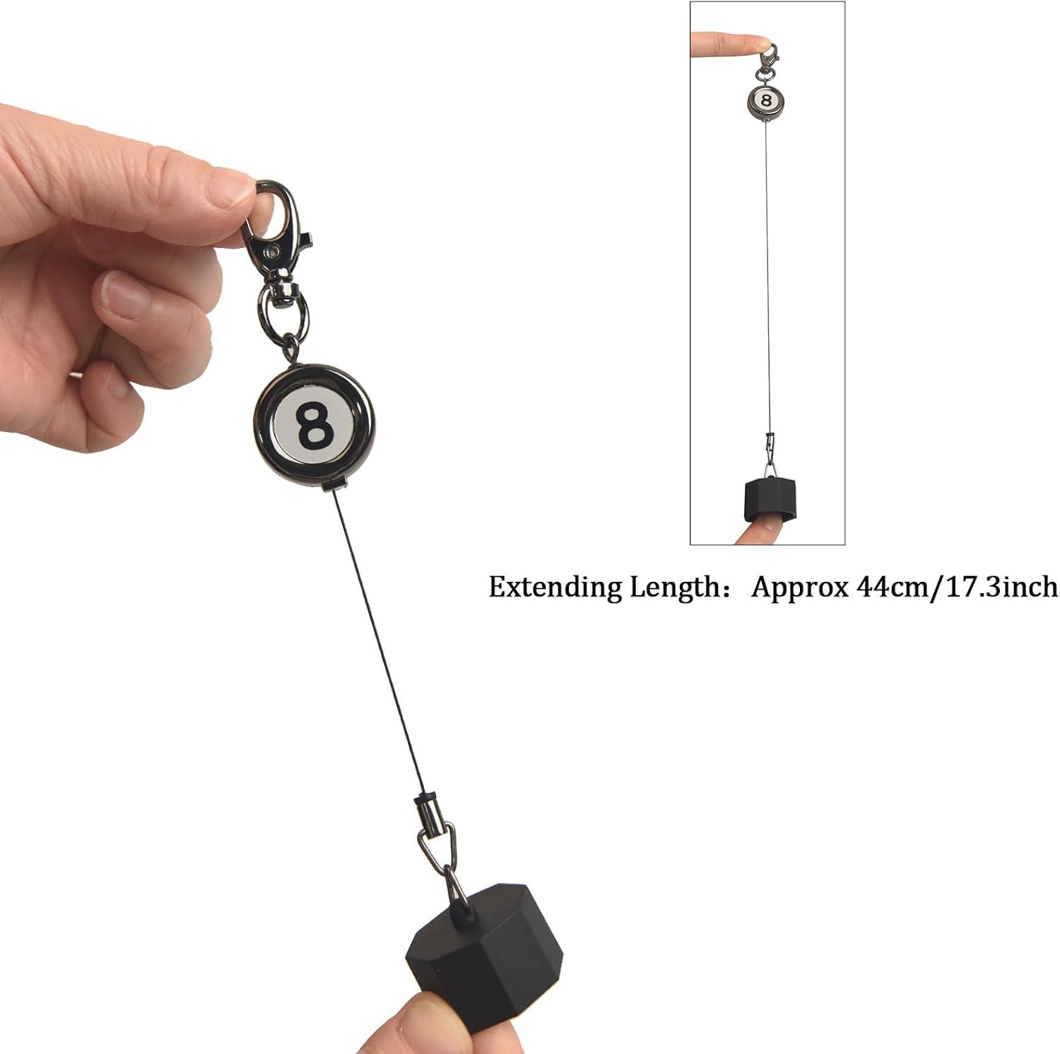 Billiard Chalk Octagon Holder, with Retractable Key Ring
