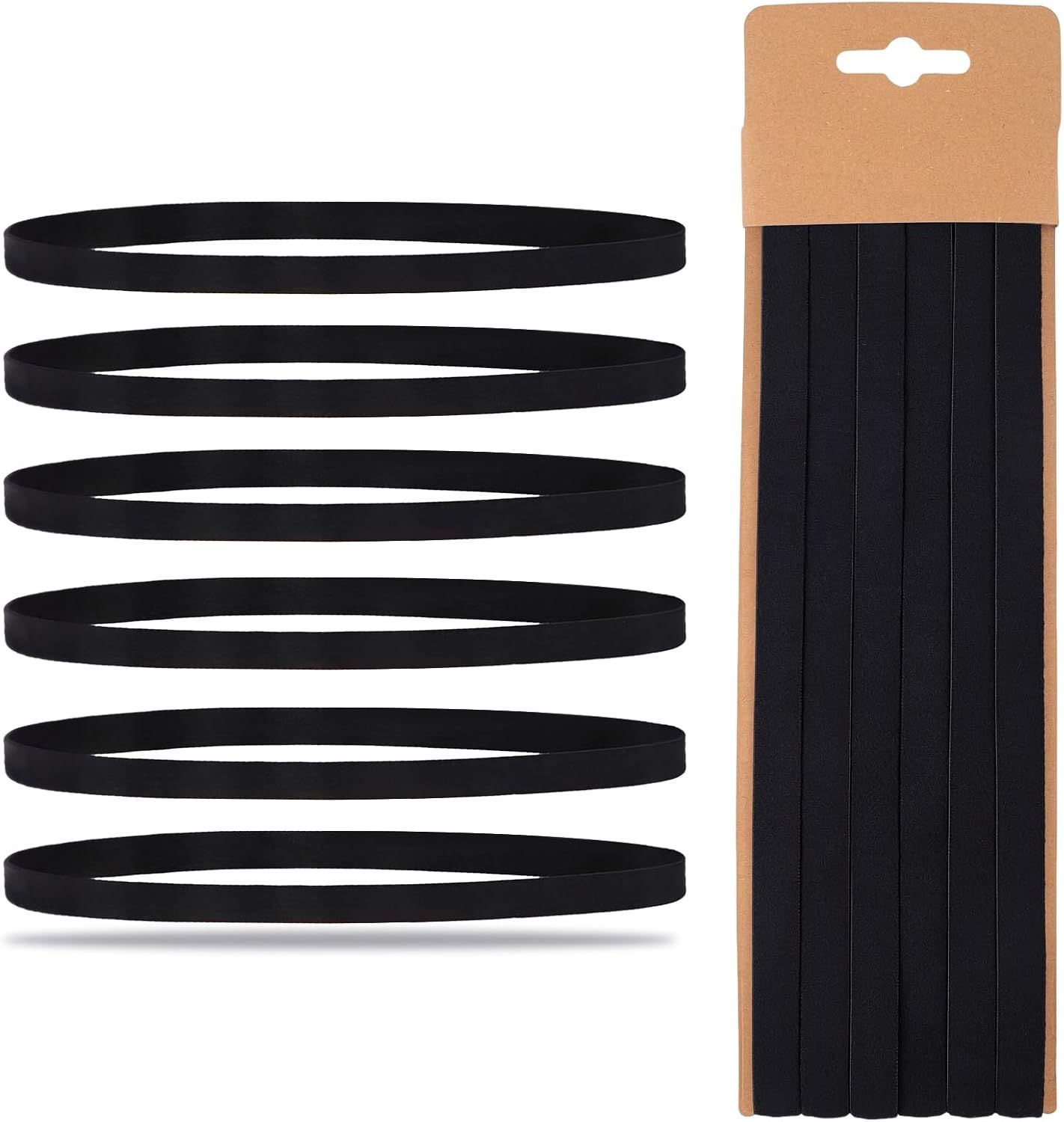 Needbrock 6 Pcs Sports Headband Polyester Fiber Non-Slip Stretch Fit for Women and Men