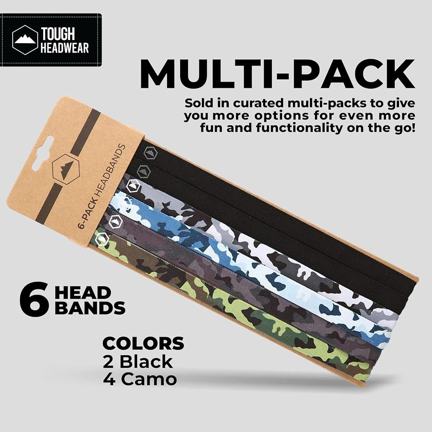 Tough Headwear Thin Elastic Headbands - Sports Headbands for Women &amp; Men