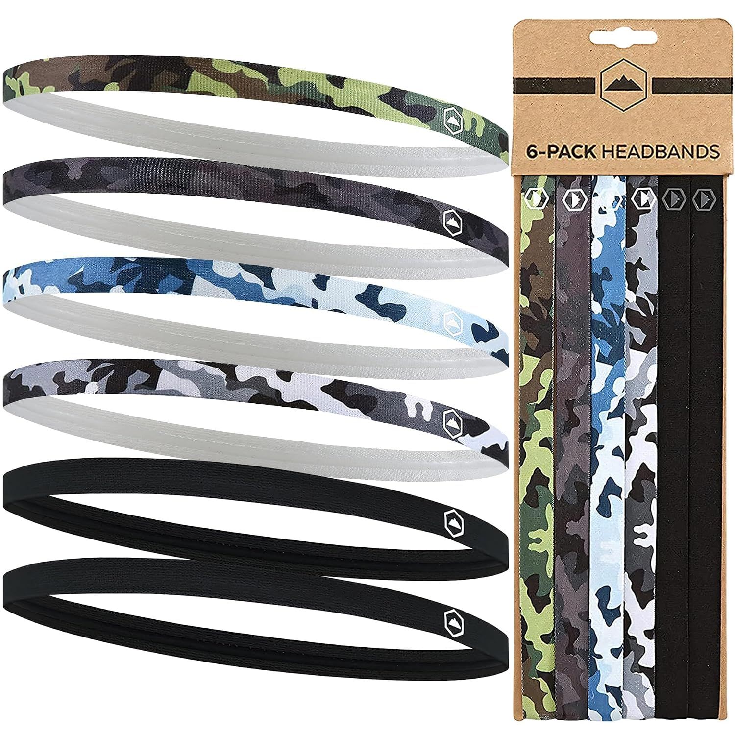 Tough Headwear Thin Elastic Headbands - Sports Headbands for Women &amp; Men