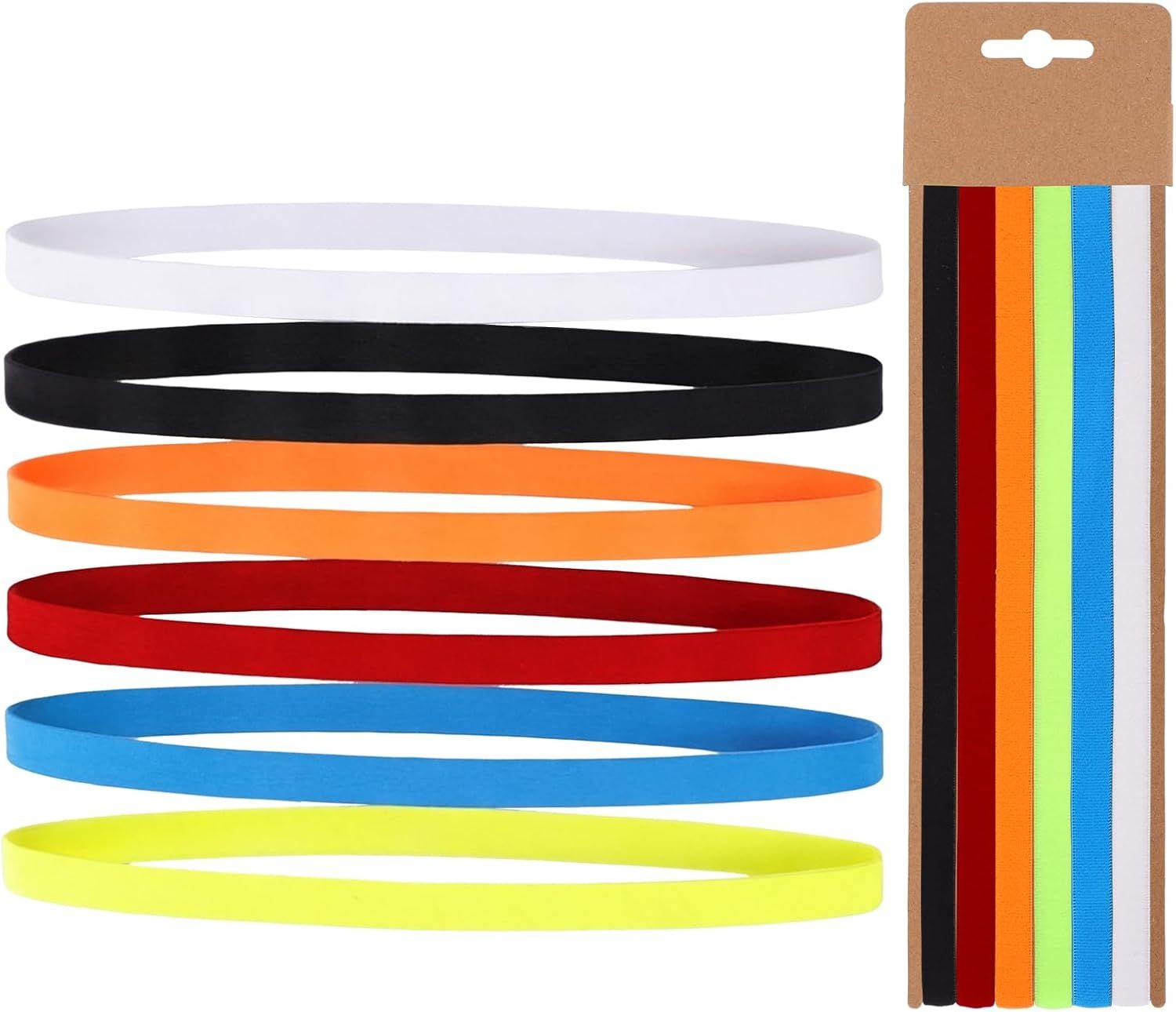 6 Pcs Sports Headband, Unisex Headband Polyester Fiber Non-Slip Multicolor