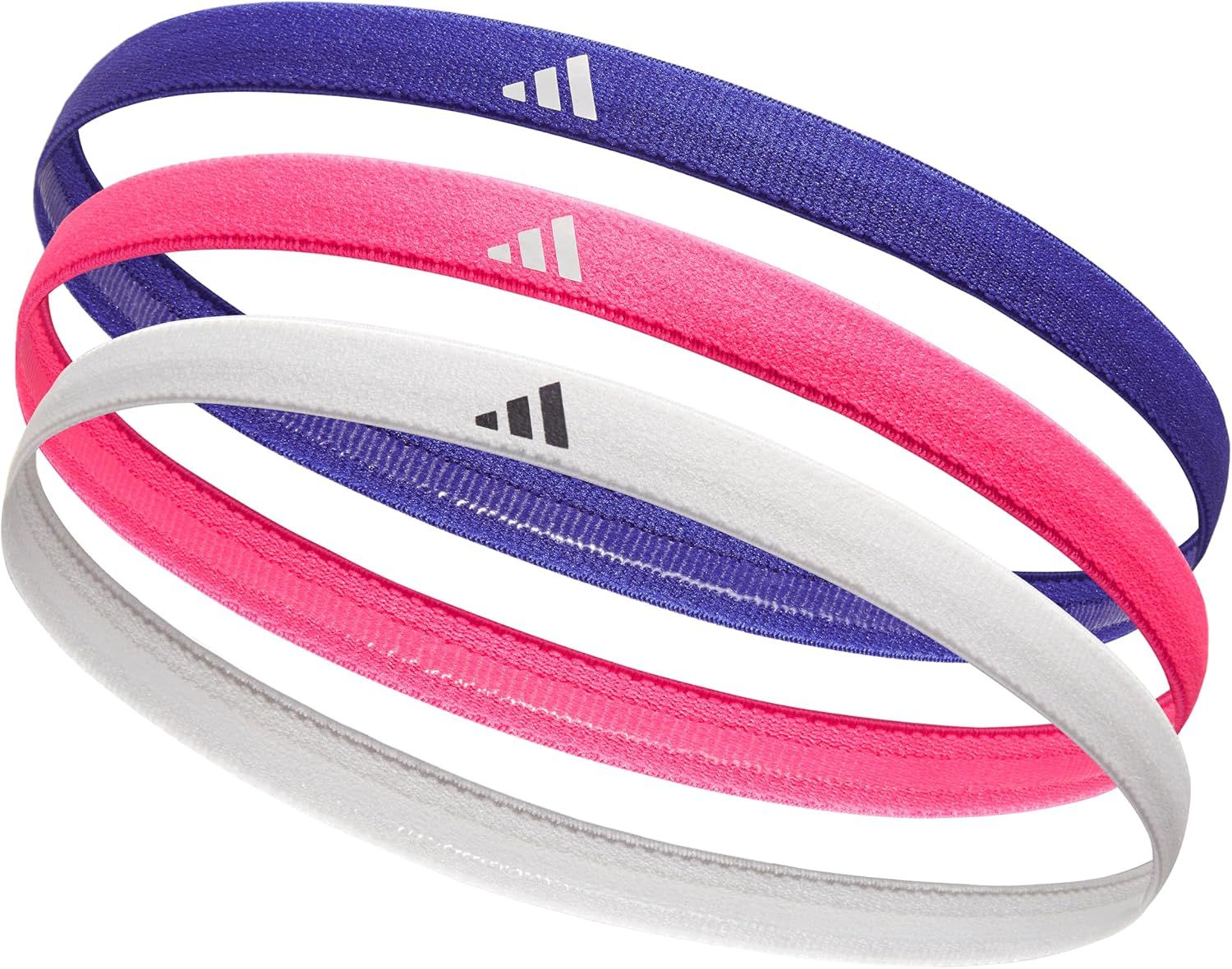 adidas Hairband Set - 3 Thin - Lucid Blue, Lucid Pink, White