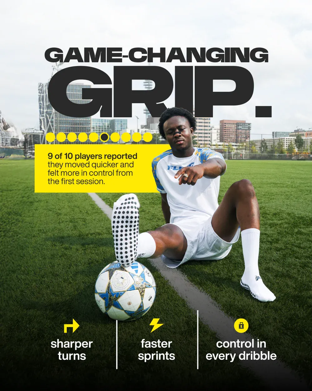 KN Sports Socks Unisex Anti-Slip Grips /White