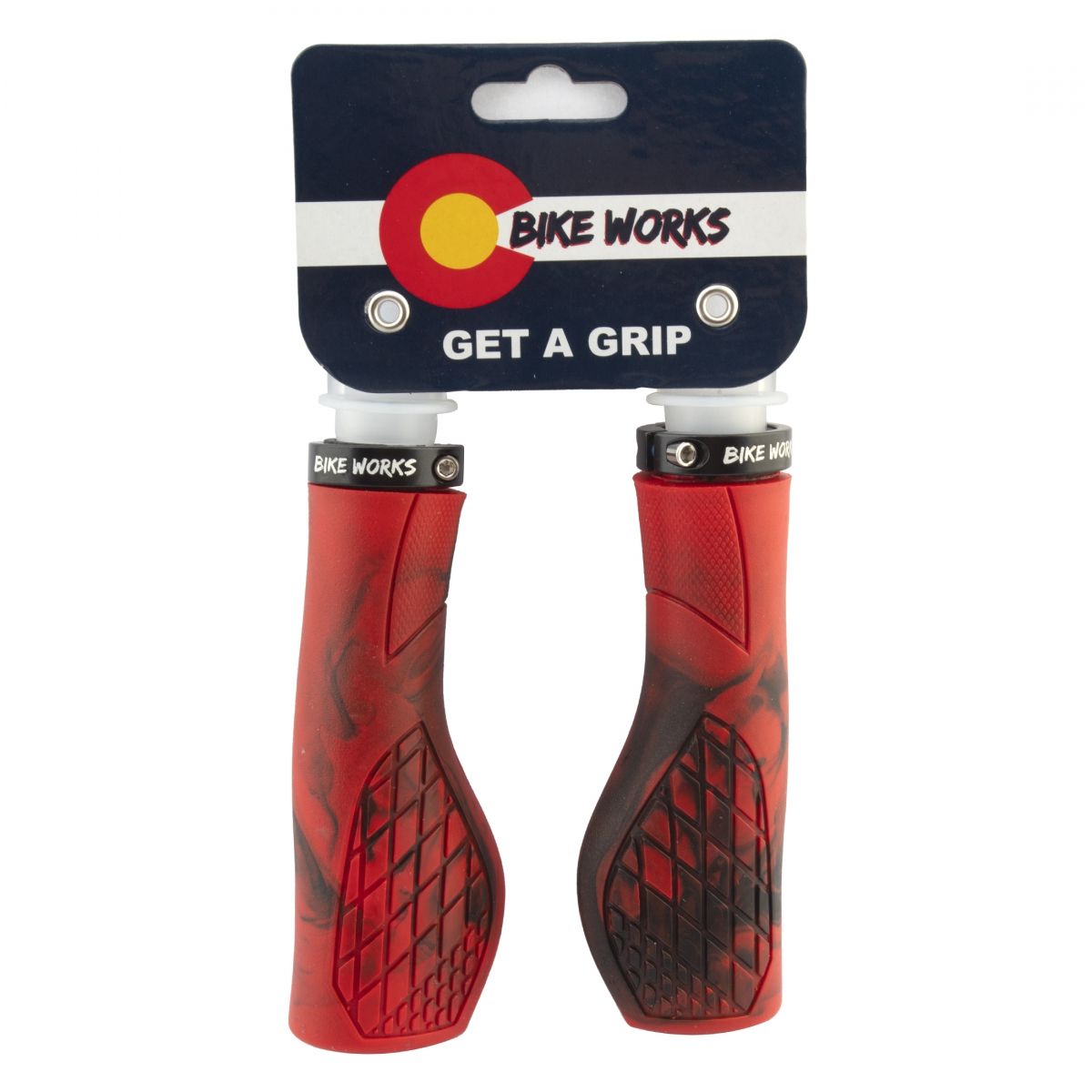BIKE WORKS GRIPS ERGO 130mm RED BLACK