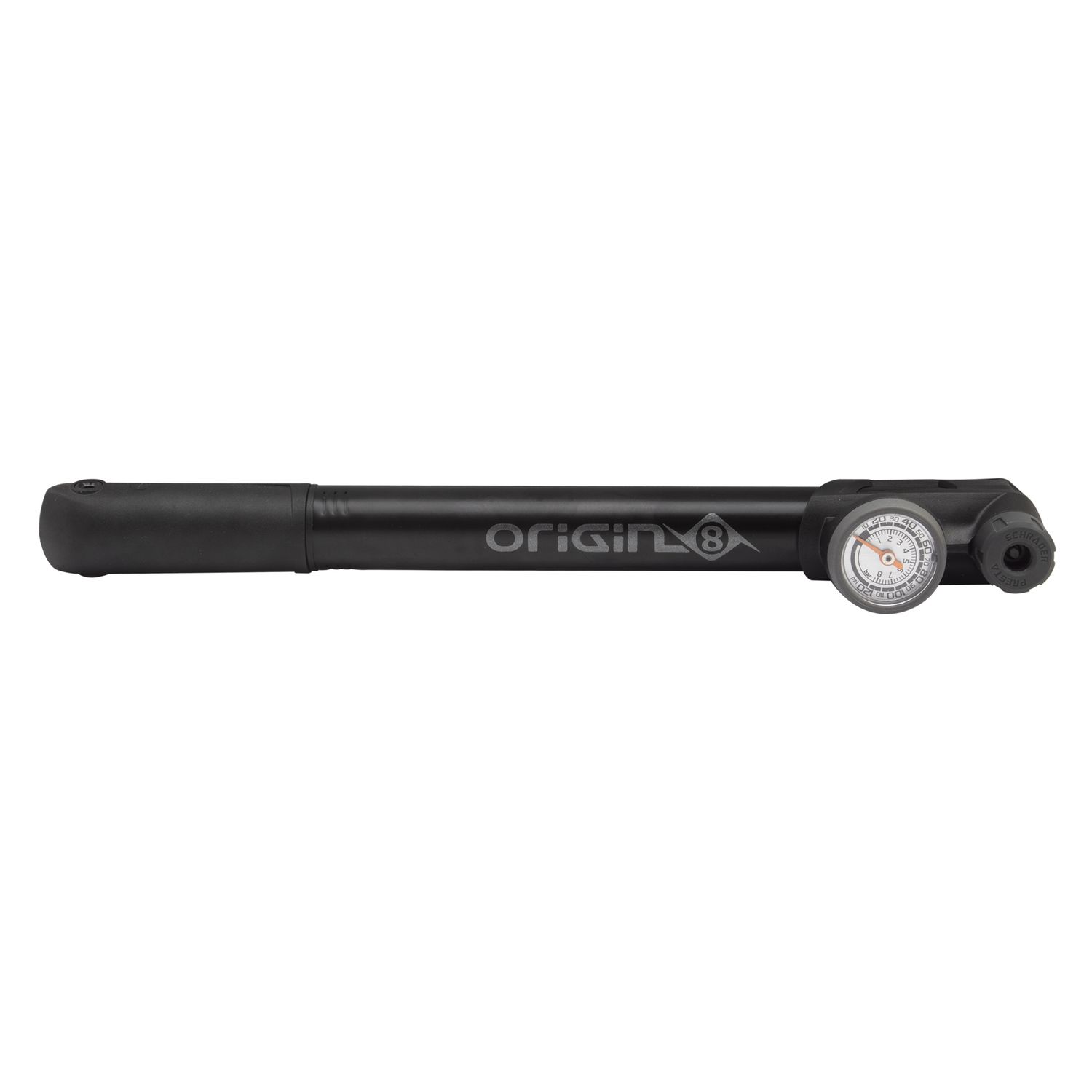 Origin 8 Airaid MTB Mini Pump with Gauge - Aluminum 100 PSI, Dual Valve, Handle Frame