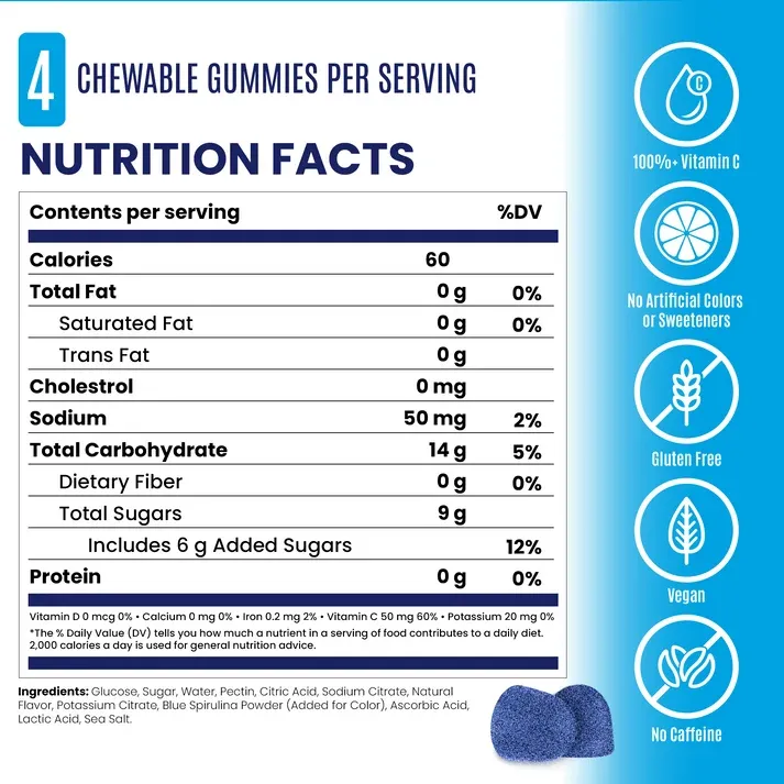 Saltstick Energy Gummies Sour Blue Razz Berry