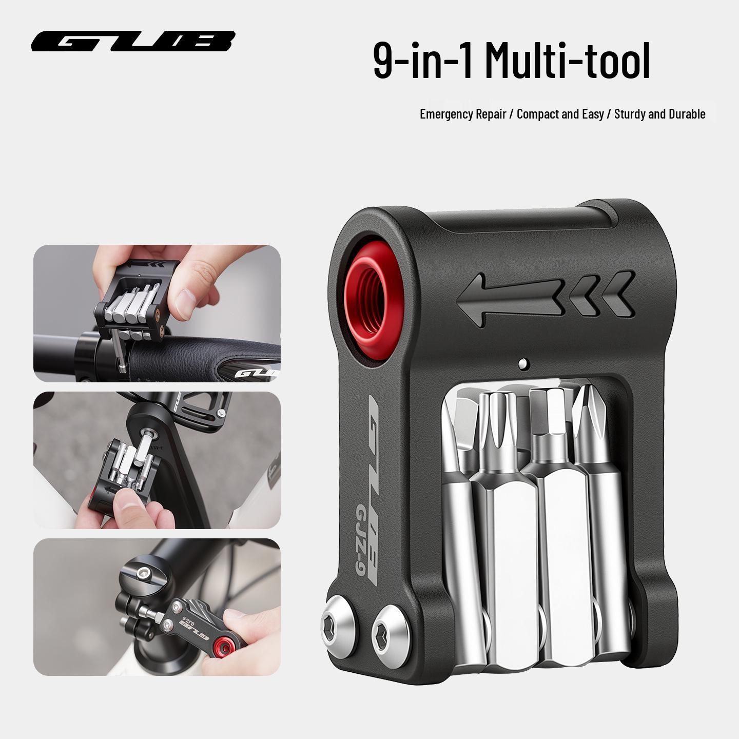 GUB GJZ-9 9-in-1 Bike Repair Multi-Tool Portable with Quick-Fill Valve