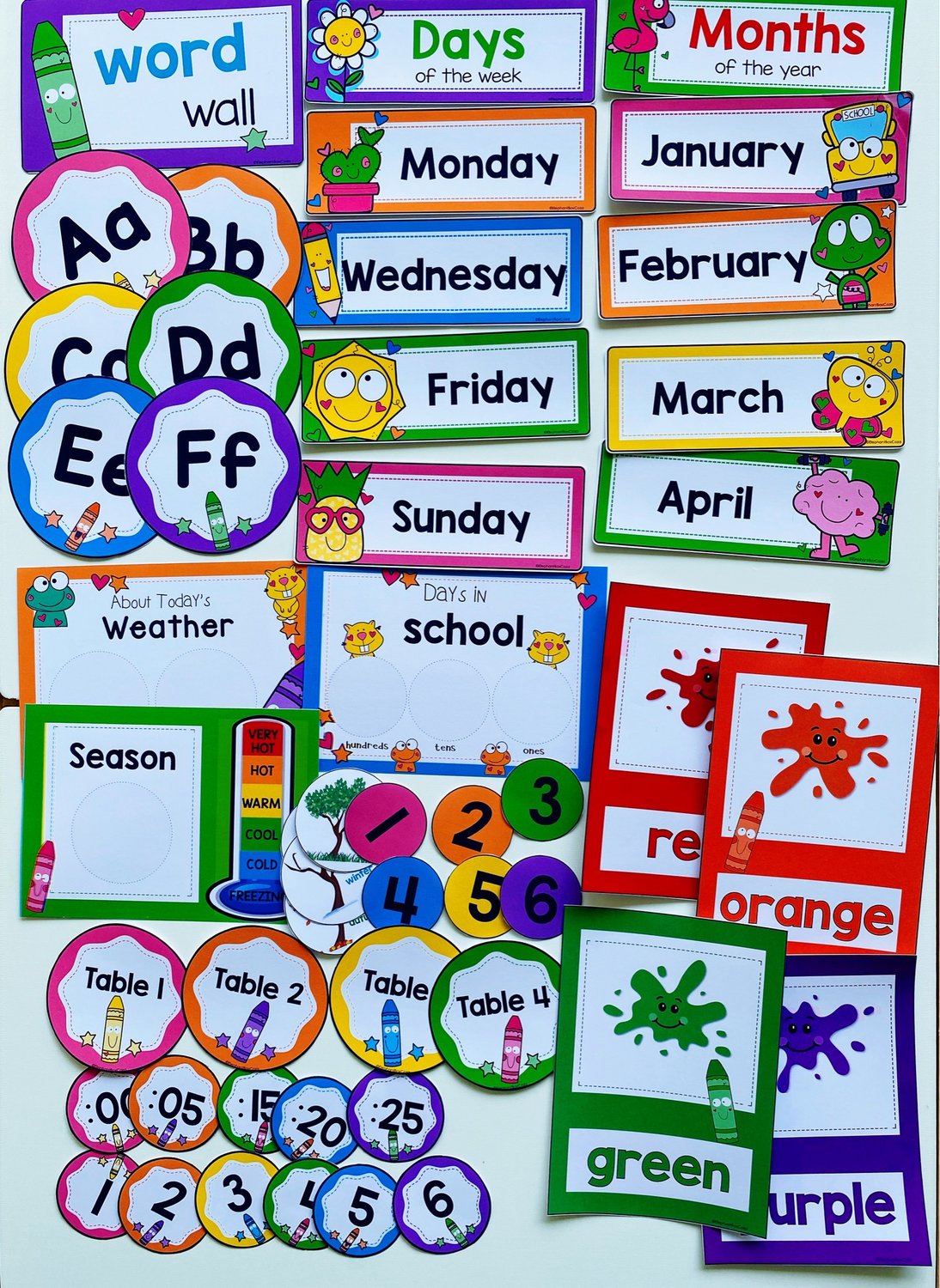 colorful classroom decor set