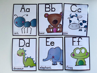 Alphabet Display Cards Black and White Frame