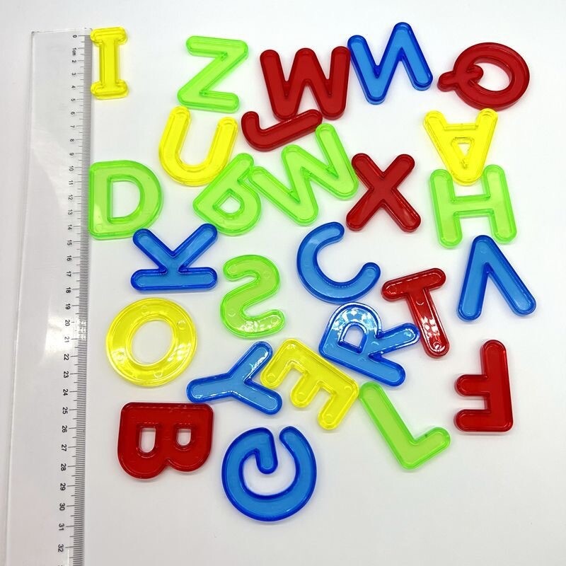 26 uppercase Alphabet letters in jewel-toned translucent plastic