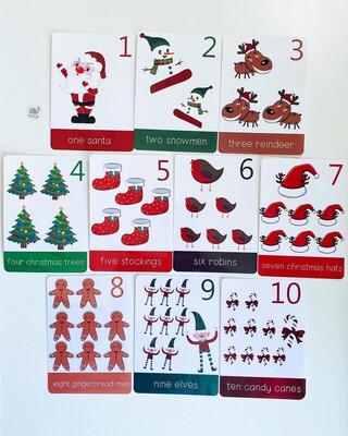 Christmas Themed Flash Cards Number 1-10