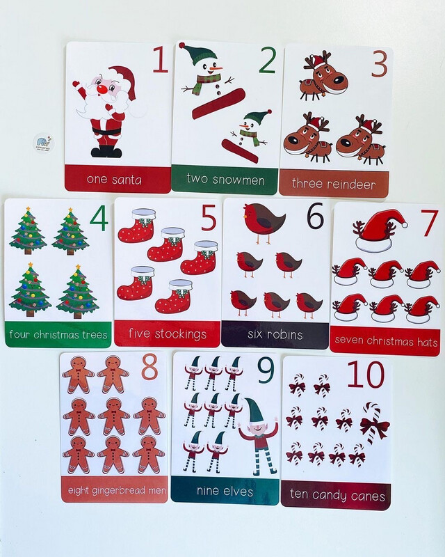 Christmas Themed Flash Cards Number 1-10