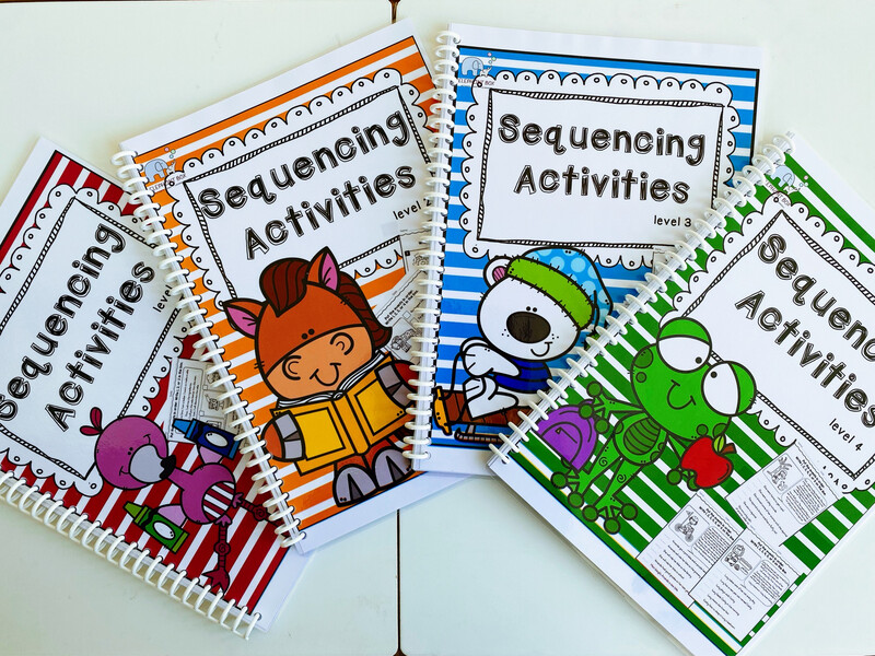 Sequencing Activities Books Hardcopy (Printed) Level 1,2,3,4