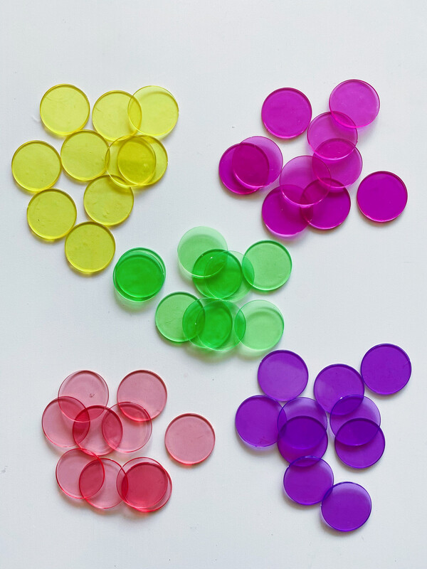 10 Transparent Colorful Clear Bingo Counting Chip Plastic Markers