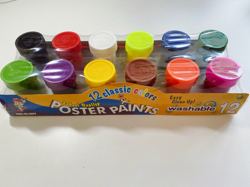 Set of 12 Washable Coloured Poster Paints