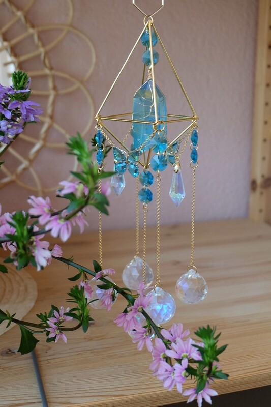 Electroplated clear quartz suncatcher GIGI