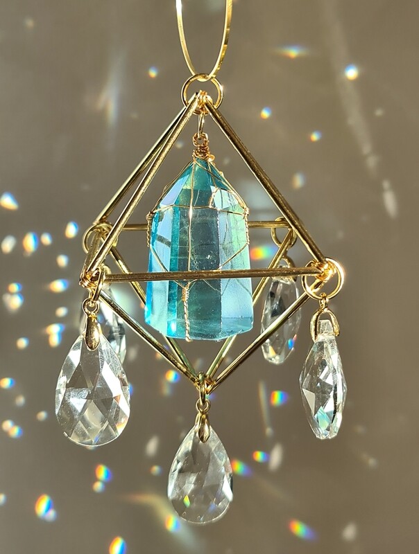 Electroplated clear quartz mini suncatcher BRITNEY