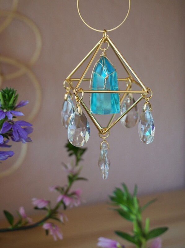 Electroplated clear quartz mini suncatcher BRITNEY