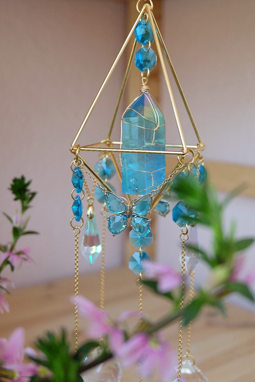 Electroplated clear quartz suncatcher GIGI